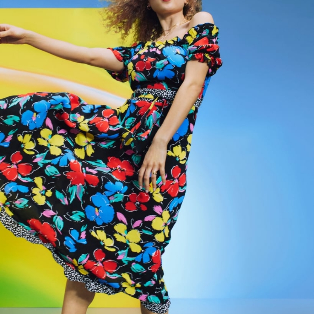EUC Target x Rixo collab black floral Maxi Dress